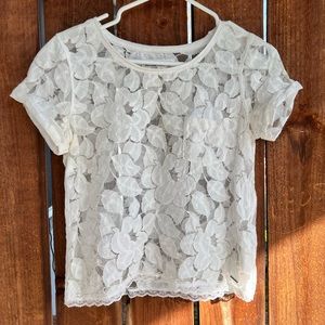 Y2K Abercrombie & Fitch sheer floral lace top